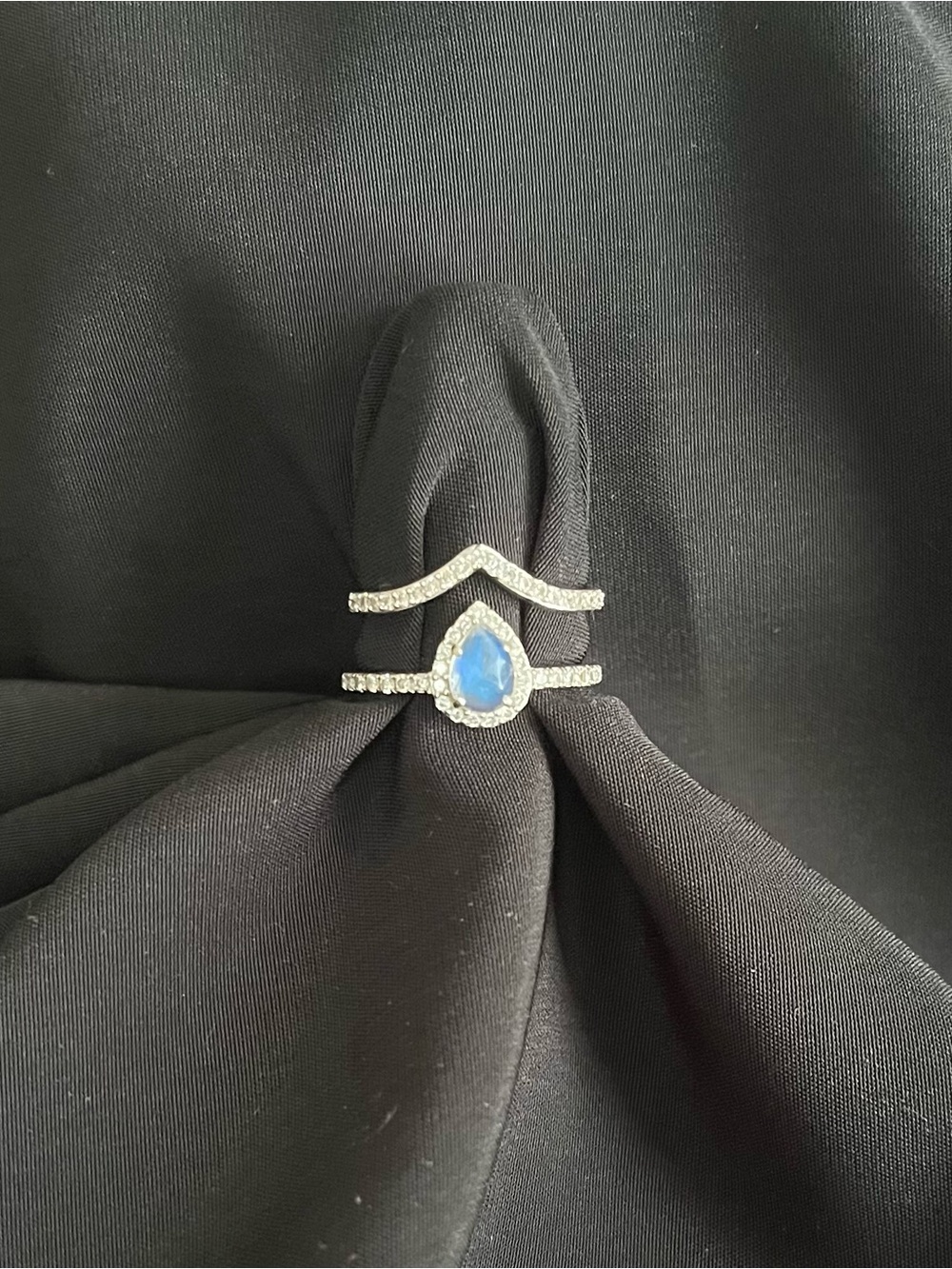 Moon Magic Moonstone & Diamond Ring Set | 14kt White Gold | GIA Certified
